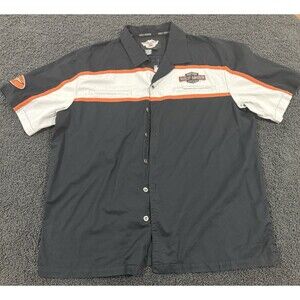 Vintage HARLEY-DAVIDSON Embroidered SS Button Down Garage Shirt Sz XL